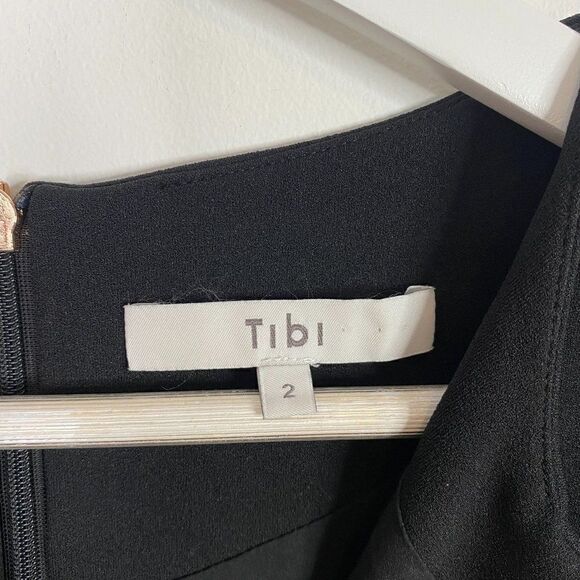 Tibi Black Zip Neckline Midi Dress with Bell Sleeves - Picture 5 of 6